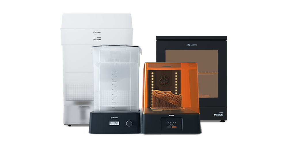 Phrozen Wash & Cure accessories for effortless cleaning and curing of resin 3D printed models.